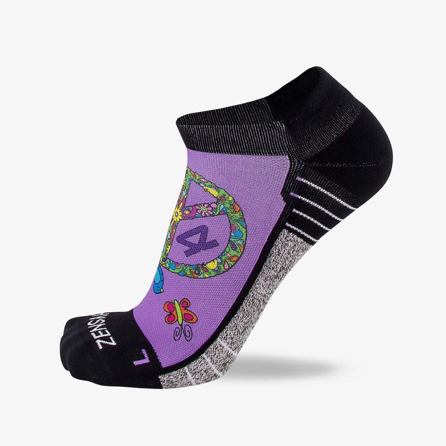 Men Zensah | Peace Signs Running Socks (No Show) Purple