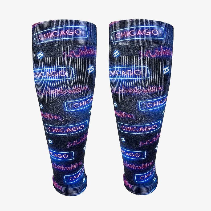 Men Zensah | Neon Chicago Compression Leg Sleeves Navy