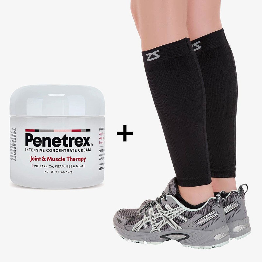 Men Zensah Accessories | Bundle: Penetrex 2 Oz (1) & Compression Leg Sleeves Black