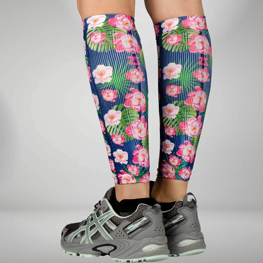 Men Zensah | Floral Compression Leg Sleeves Navy