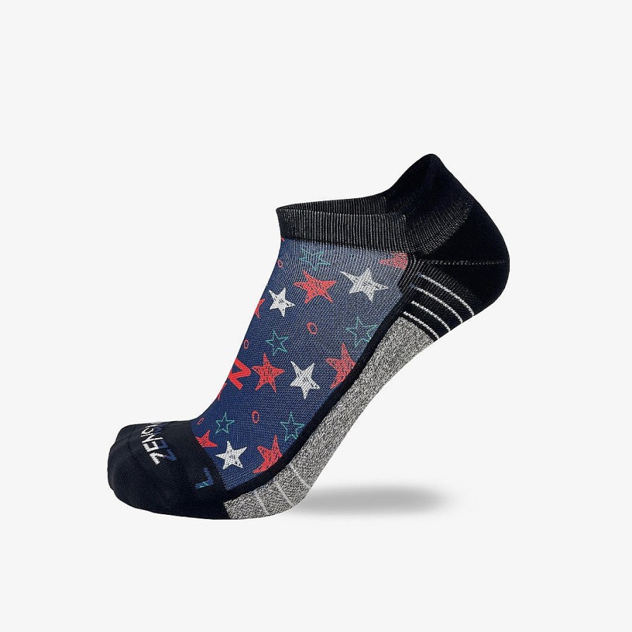 Men Zensah | Illustrated Stars Running Socks (No Show) Navy