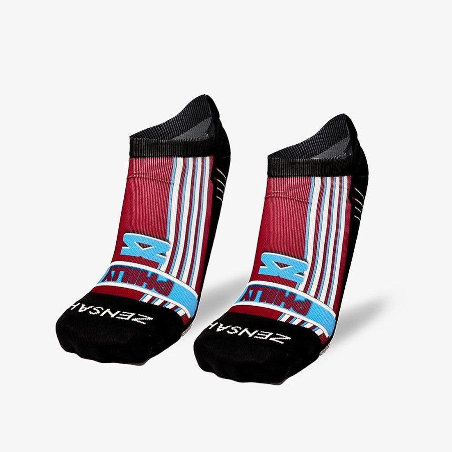 Men Zensah | Old School Philadelphia Running Socks (No Show) Wine