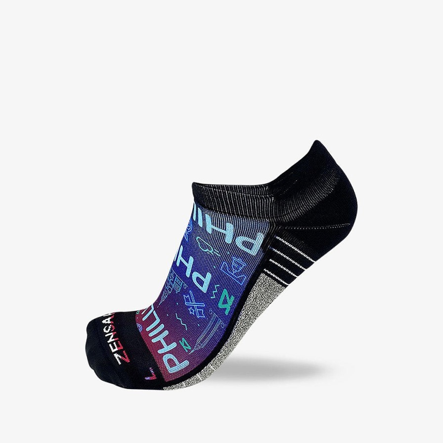 Men Zensah | Neon Philly Running Socks (No Show) Blue/Red