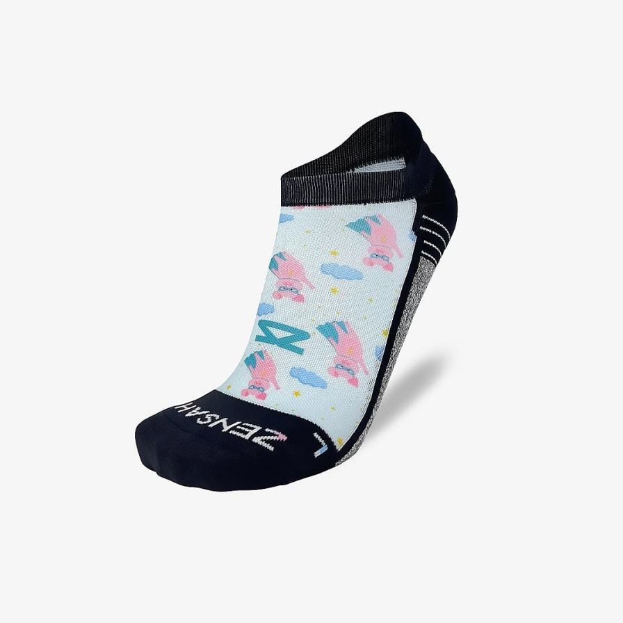 Limited Edition Zensah | Superhero Pigs Running Socks (No Show) Light Blue