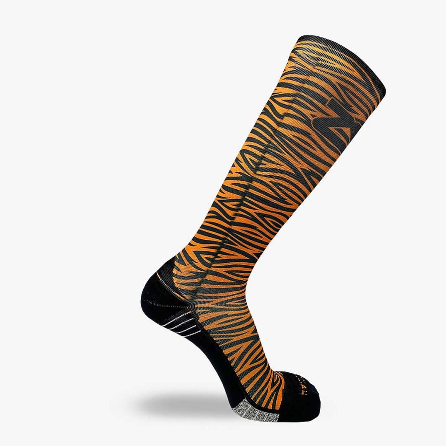 Men Zensah | Tiger Print Compression Socks (Knee-High) Orange