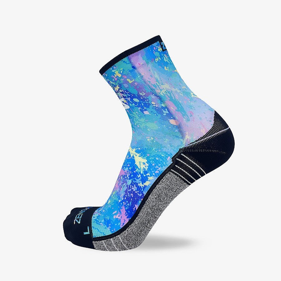 Men Zensah | Color Splatter Socks (Mini-Crew) Blue/Purple