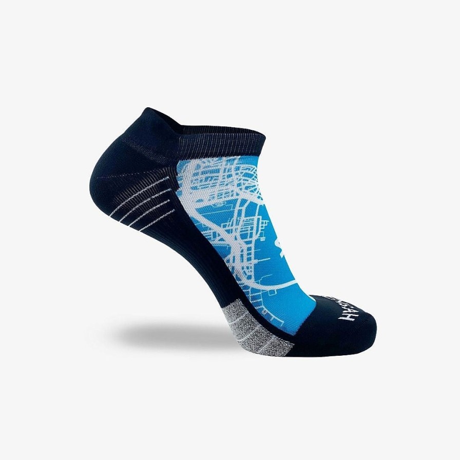 Men Zensah | Boston Map Running Socks (No Show) Teal