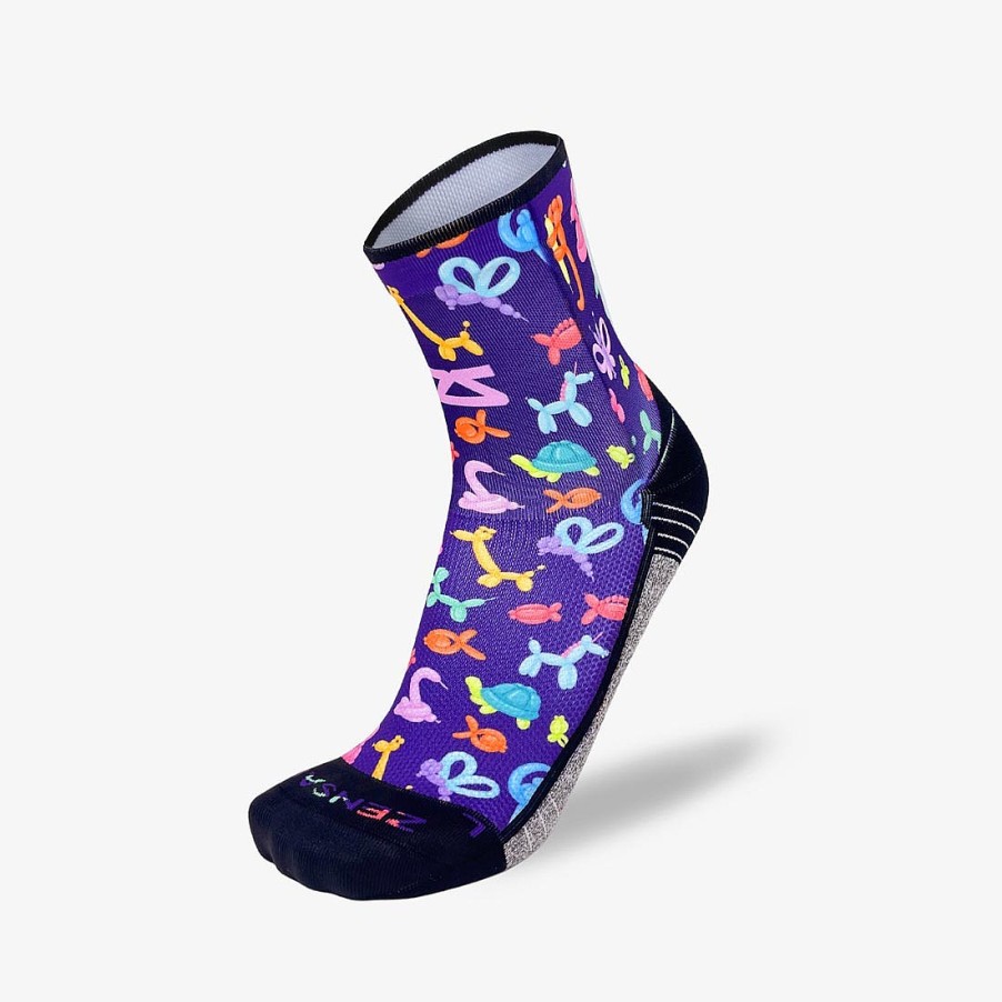 Men Zensah | Balloon Animals Socks (Mini-Crew) Purple