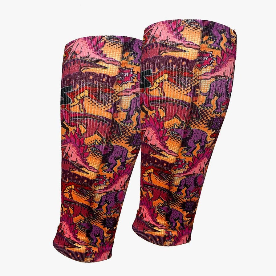 Men Zensah | Dino Comic Compression Leg Sleeves Orange/Purple