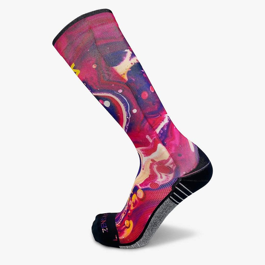 Men Zensah | Liquid Art Compression Socks (Knee-High) Pink/Purple