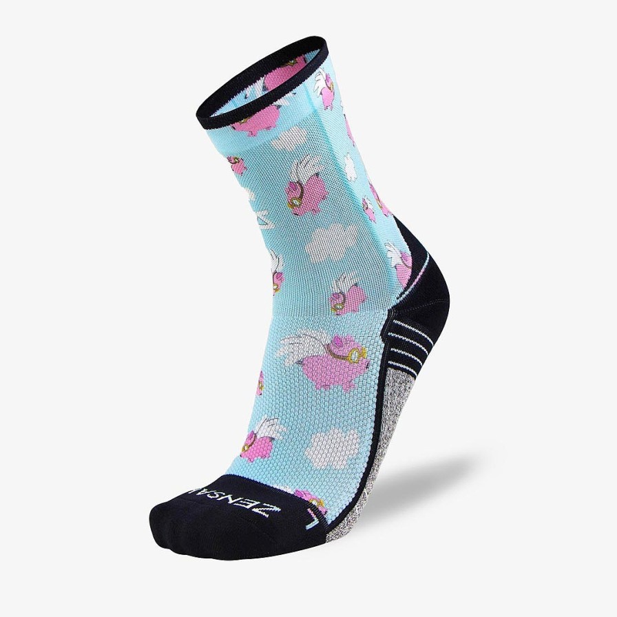 Limited Edition Zensah | Flying Pigs Socks (Mini Crew) Sky Blue