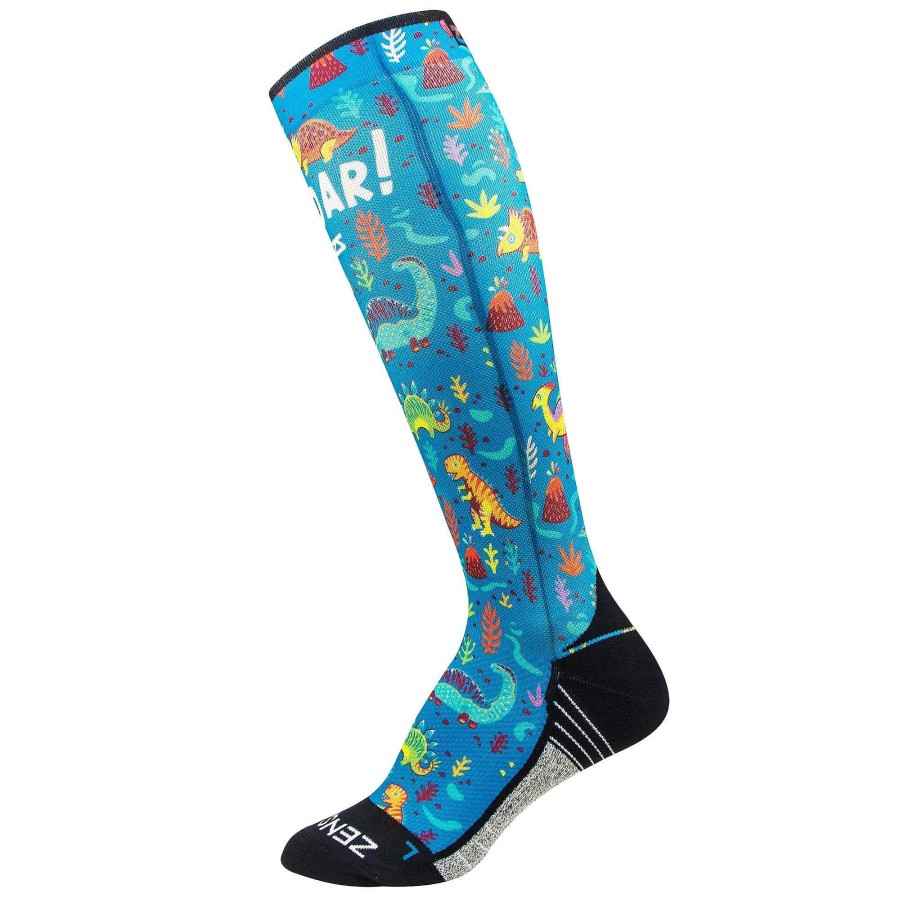 Men Zensah | Dinosaurs Compression Socks (Knee-High) Teal