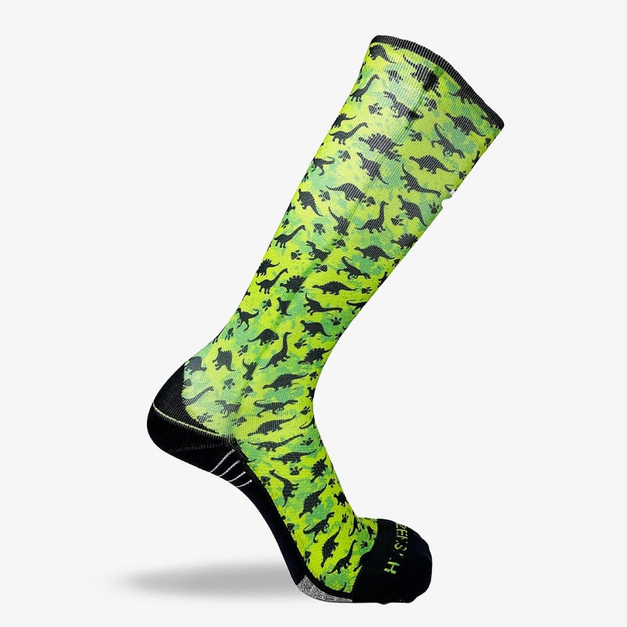 Limited Edition Zensah | Dino Silhouettes Compression Socks (Knee-High) Neon Green