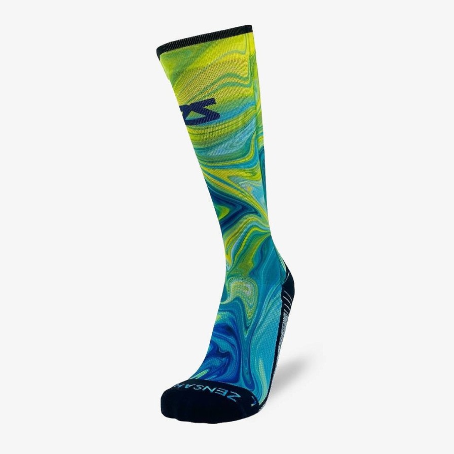 Limited Edition Zensah | Marbleized Compression Socks (Knee-High) Blue/Green