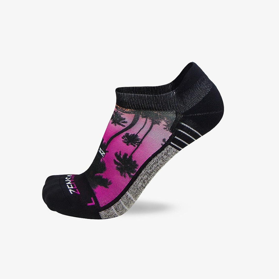 Men Zensah | Tropical Palm Trees Socks (No Show) Magenta