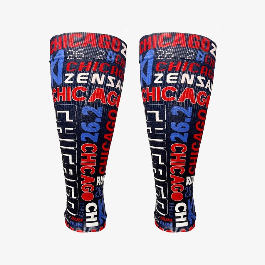 Men Zensah | Busy Chicago Compression Leg Sleeves Black