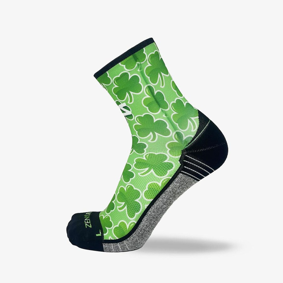 Men Zensah | Classic Shamrocks Running Socks (Mini-Crew) Mint Green