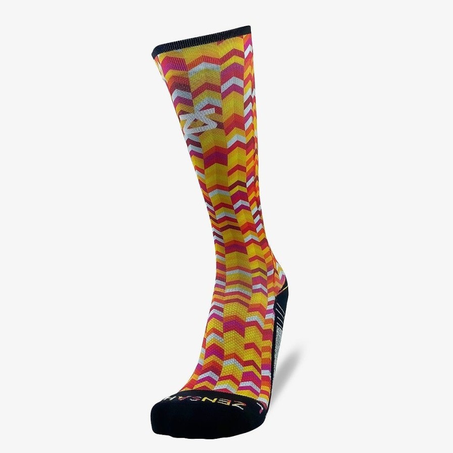 Limited Edition Zensah | Chevrons Compression Socks (Knee-High) Hot Pink/Neon Orange