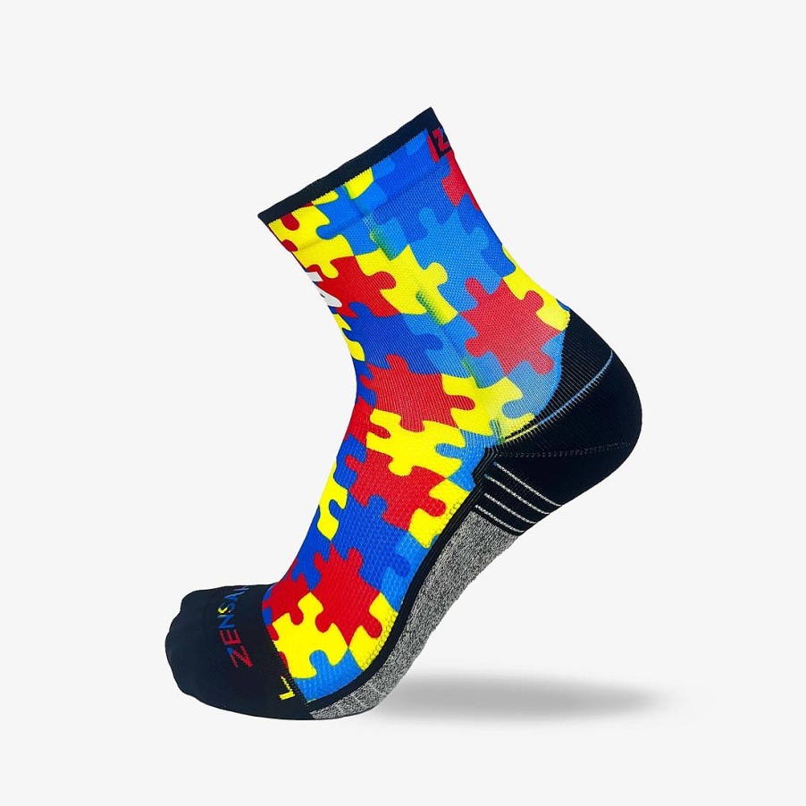 Limited Edition Zensah | Puzzle Pieces Socks (Mini-Crew) Blue/Yellow/Red