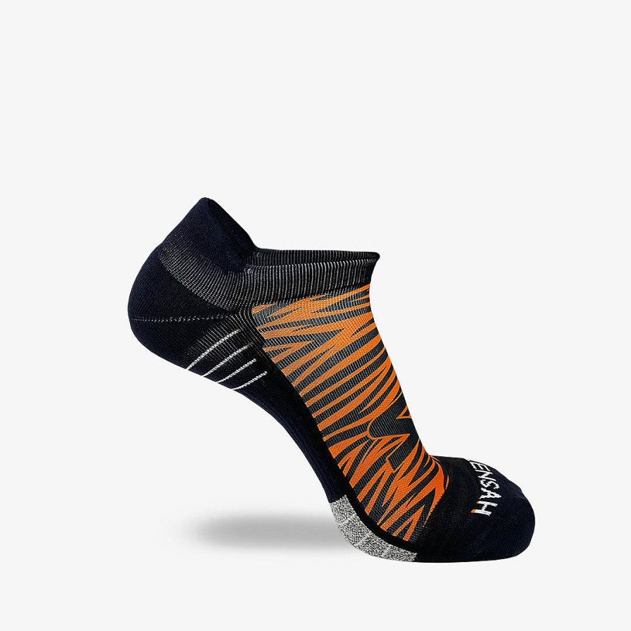 Men Zensah | Tiger Print Running Socks (No Show) Orange