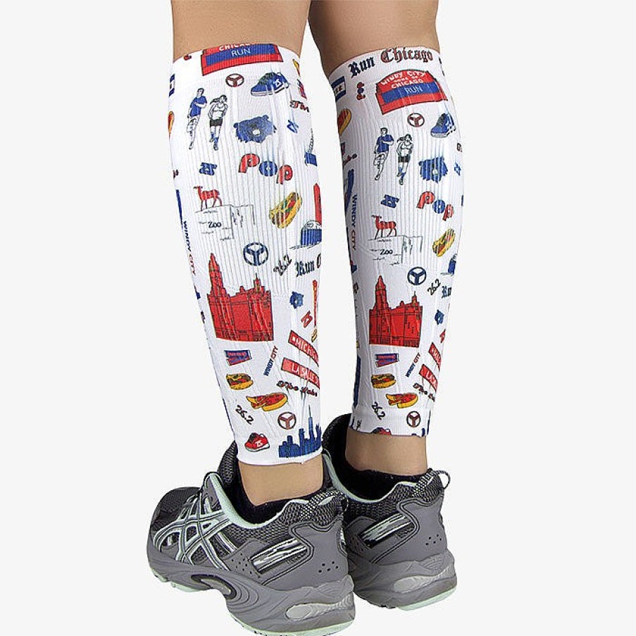 Men Zensah | Chicago Doodle Compression Leg Sleeves White