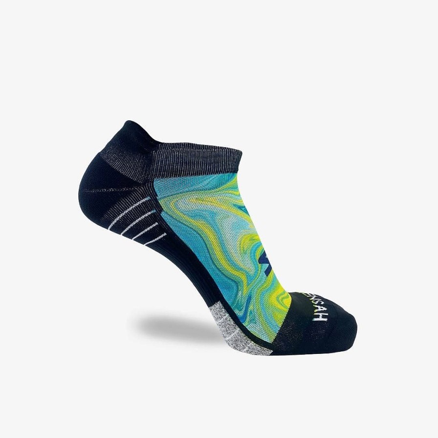 Men Zensah | Marbleized Running Socks (No Show) Blue/Green