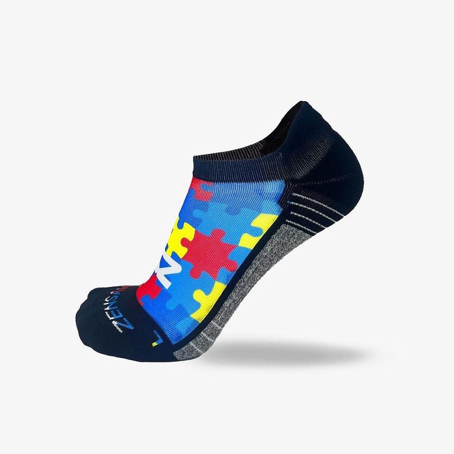 Limited Edition Zensah | Puzzle Pieces Running Socks (No Show) Blue/Yellow/Red