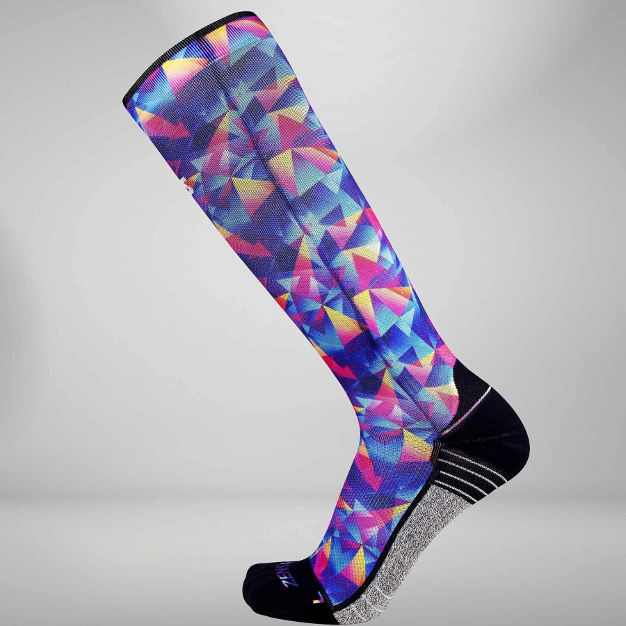 Limited Edition Zensah | Retro Triangles Compression Socks (Knee-High) Blue-Pink