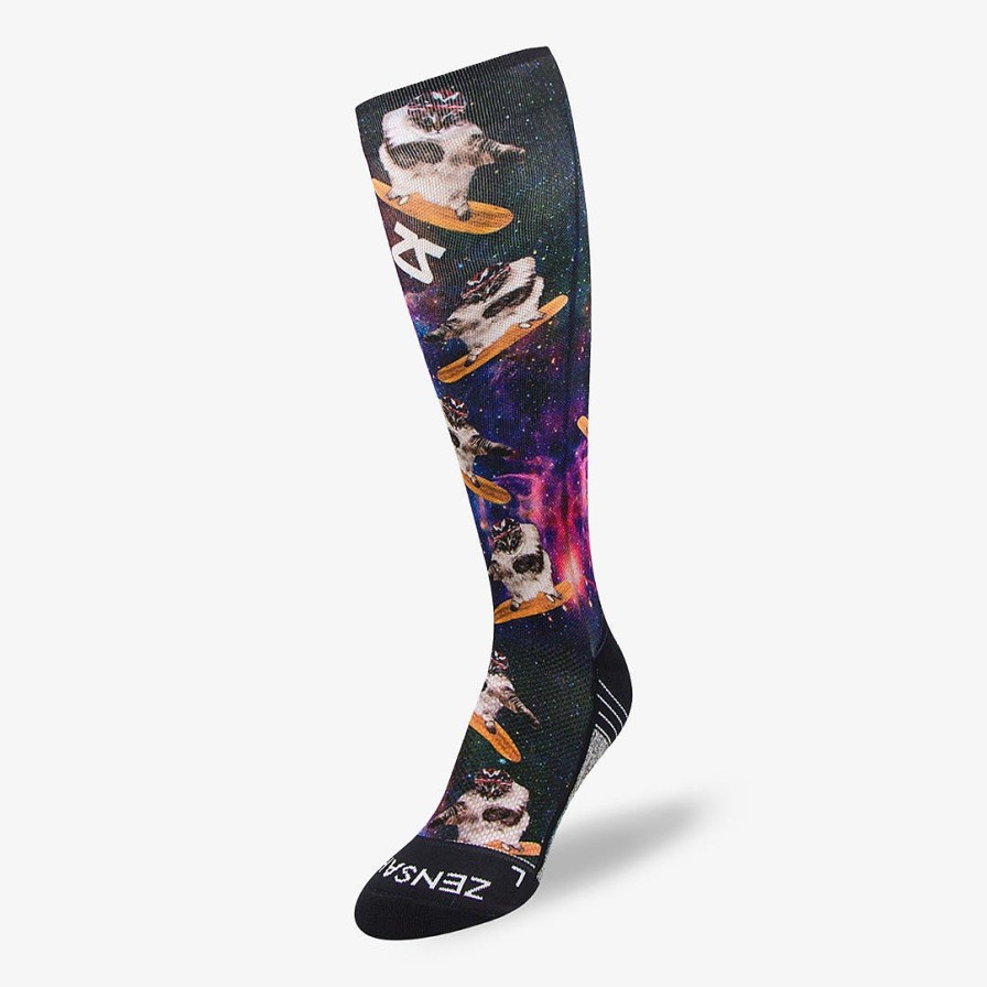 Limited Edition Zensah | Space Cats Compression Socks (Knee-High) Black-Purple