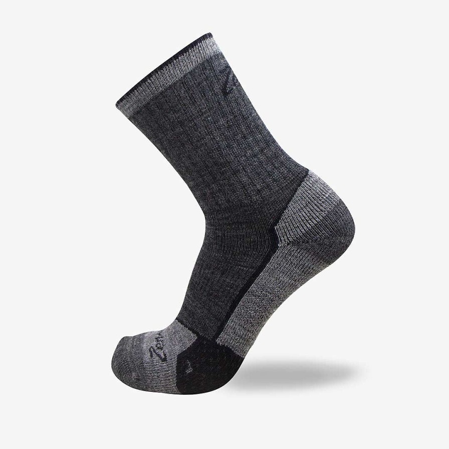 Women Zensah Compression Socks | High Cushion Hiking Socks (Crew) Charcoal