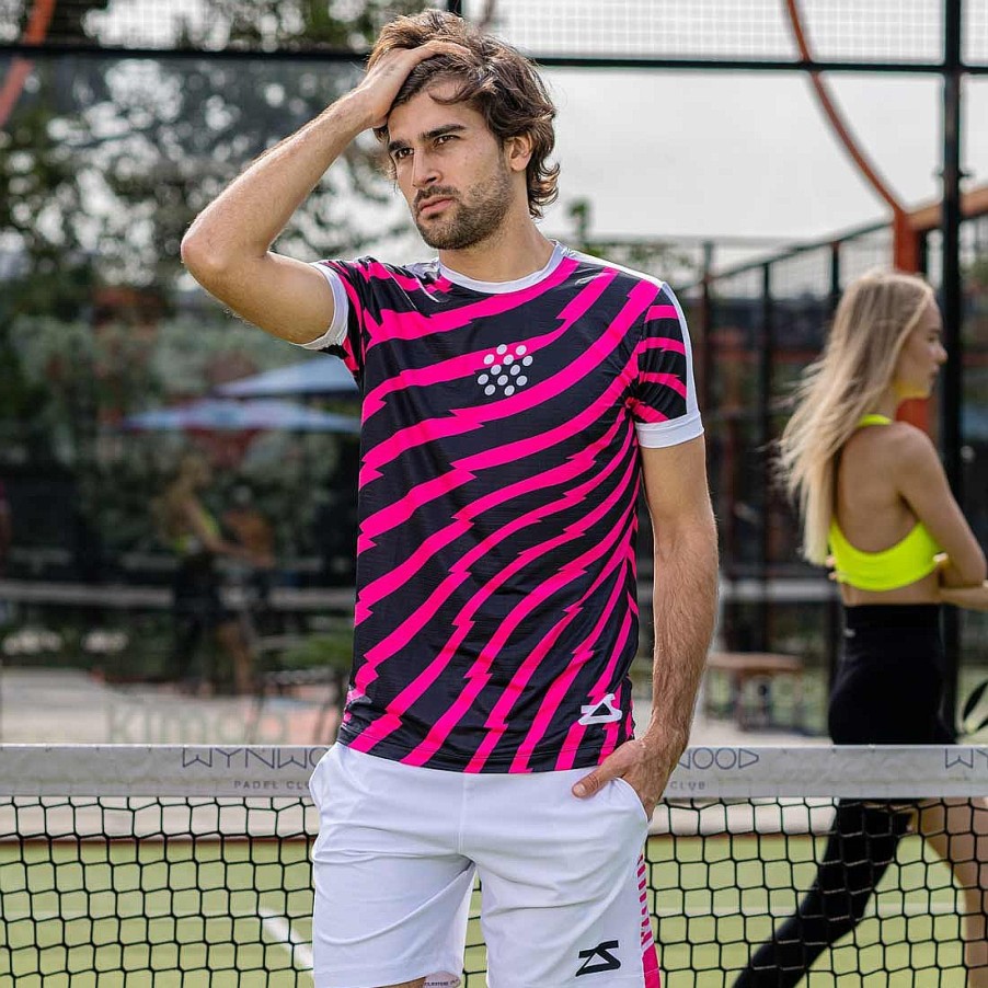 Men Zensah Tops & Bottoms | Men'S Padel Lightning Performance Tee Neon Pink