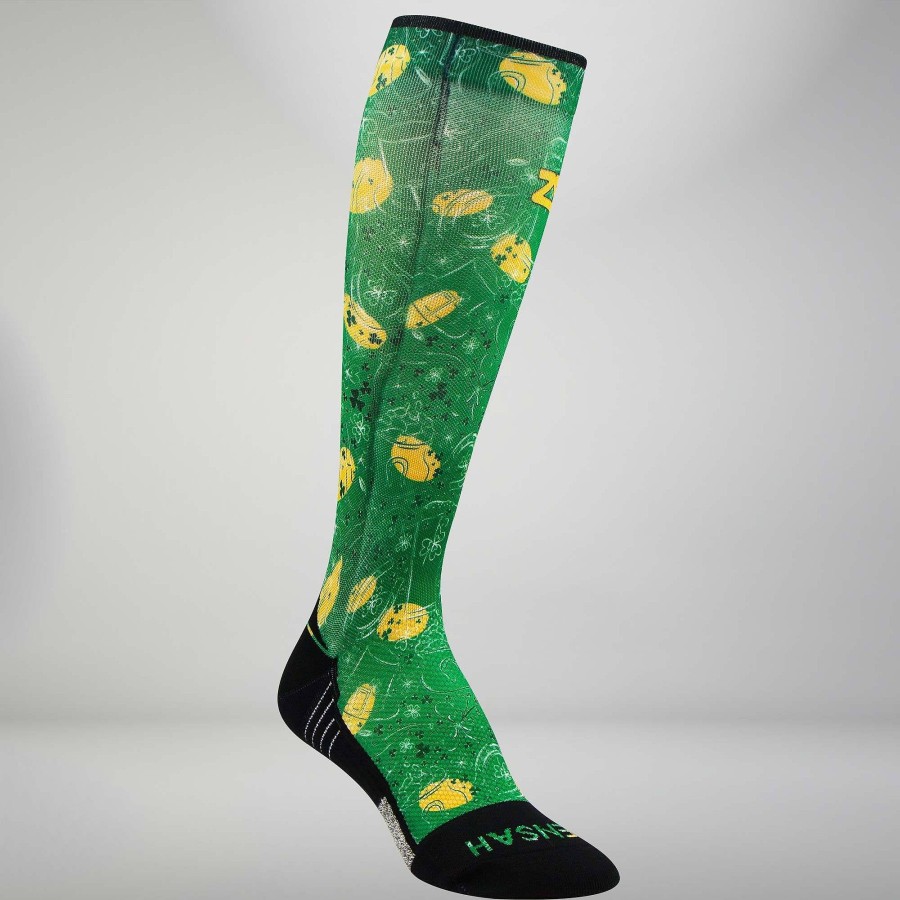 Men Zensah | St Patrick'S Doodle Compression Socks (Knee-High) Green