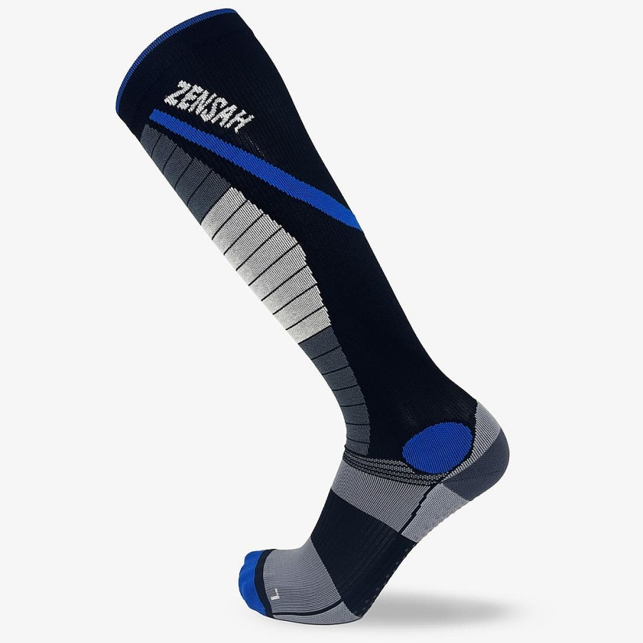 Women Zensah Base Layer & Recovery | Weightlifting Gripper Socks Black/Blue