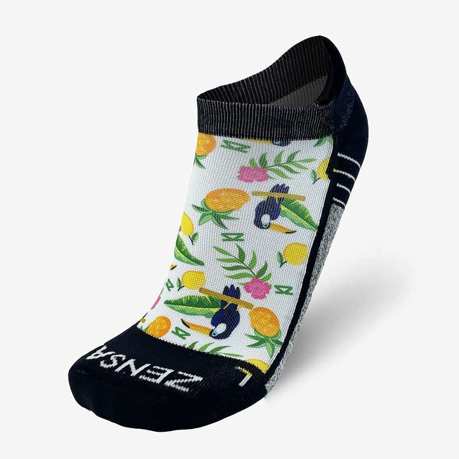 Men Zensah | Toucans Running Socks (No Show) White