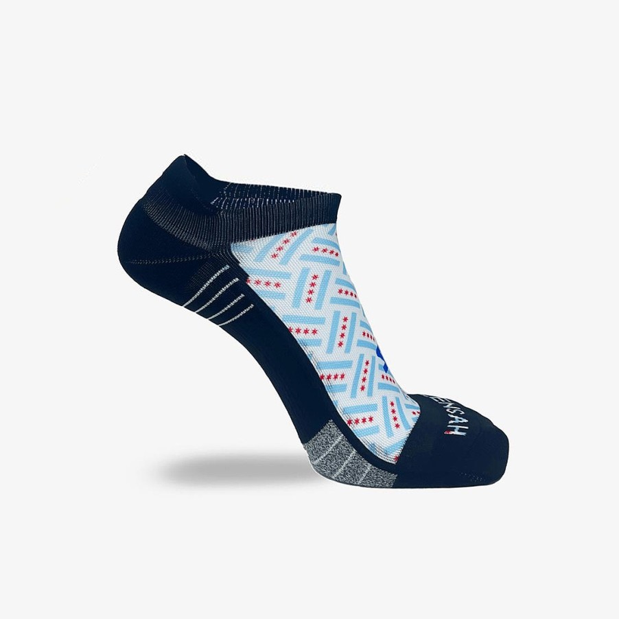 Limited Edition Zensah | Chicago Flags Running Socks (No Show) White