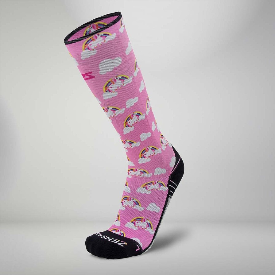 Limited Edition Zensah | Rainbow Unicorns Socks (Knee-High) Pink