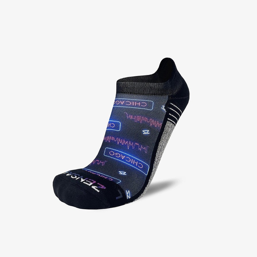 Men Zensah | Neon Chicago Running Socks (No Show) Navy