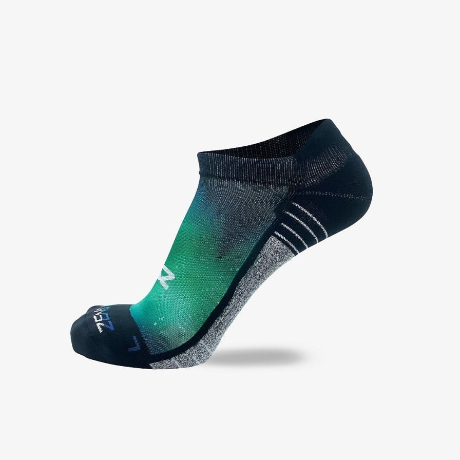 Men Zensah | Northern Lights Running Socks (No Show) Purple/Green