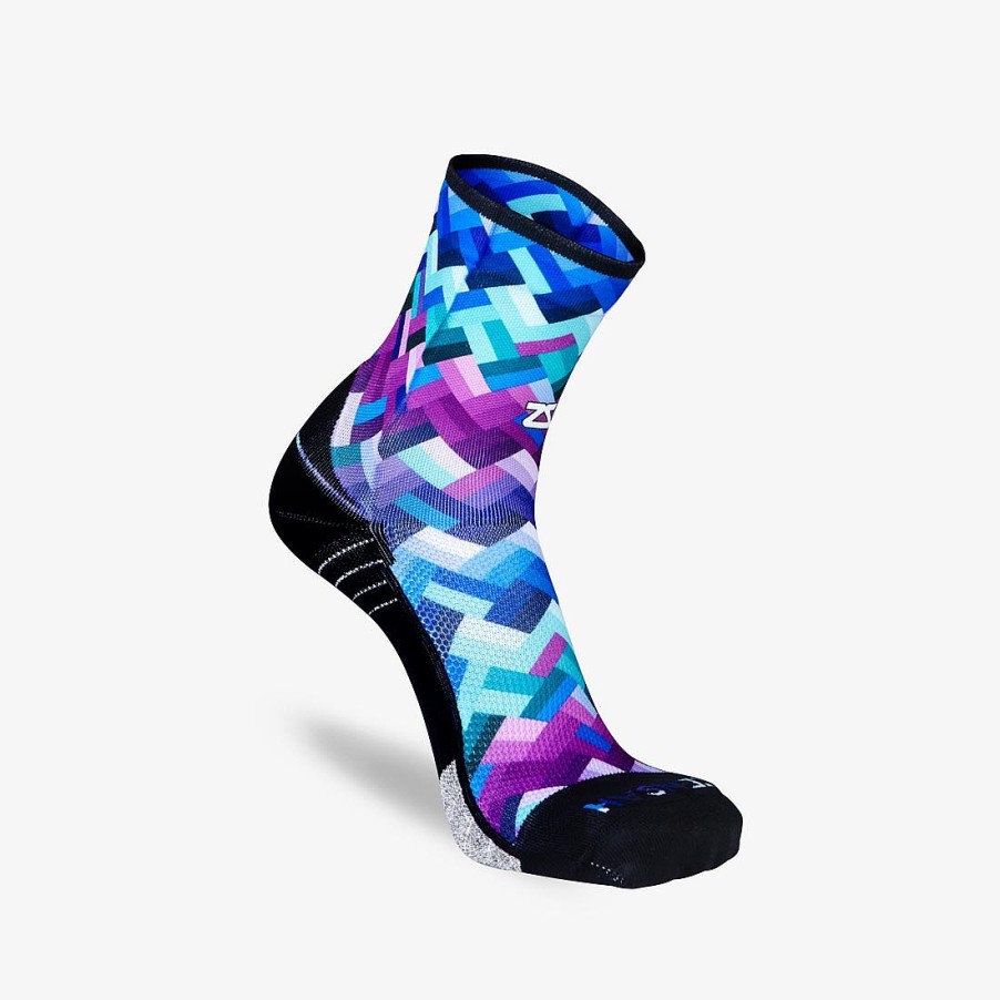 Limited Edition Zensah | Geo Waves Socks (Mini Crew) Blue-Purple