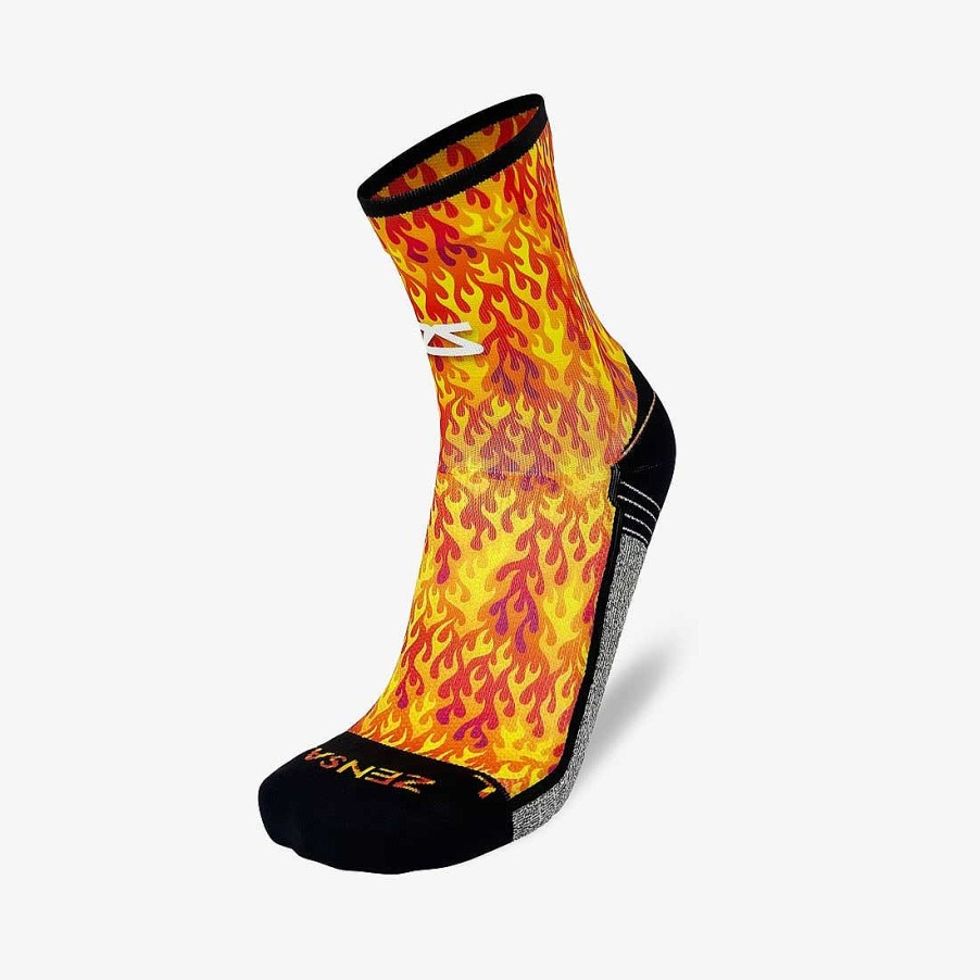 Men Zensah | Flames Socks (Mini-Crew) Yellow/Red