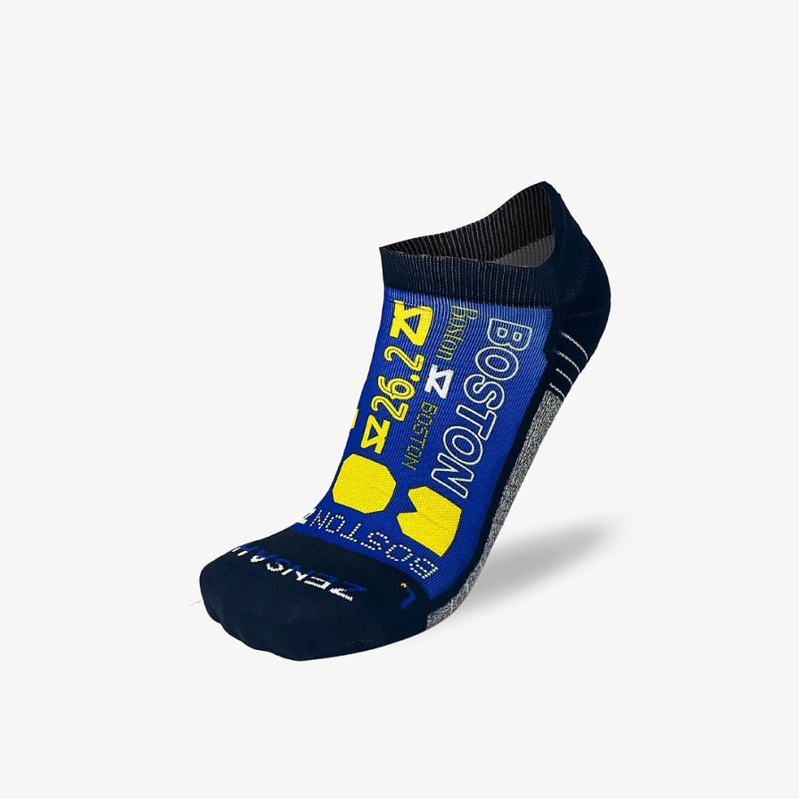 Limited Edition Zensah | Boston Blue And Yellow Running Socks (No Show) White/Blue/Yellow