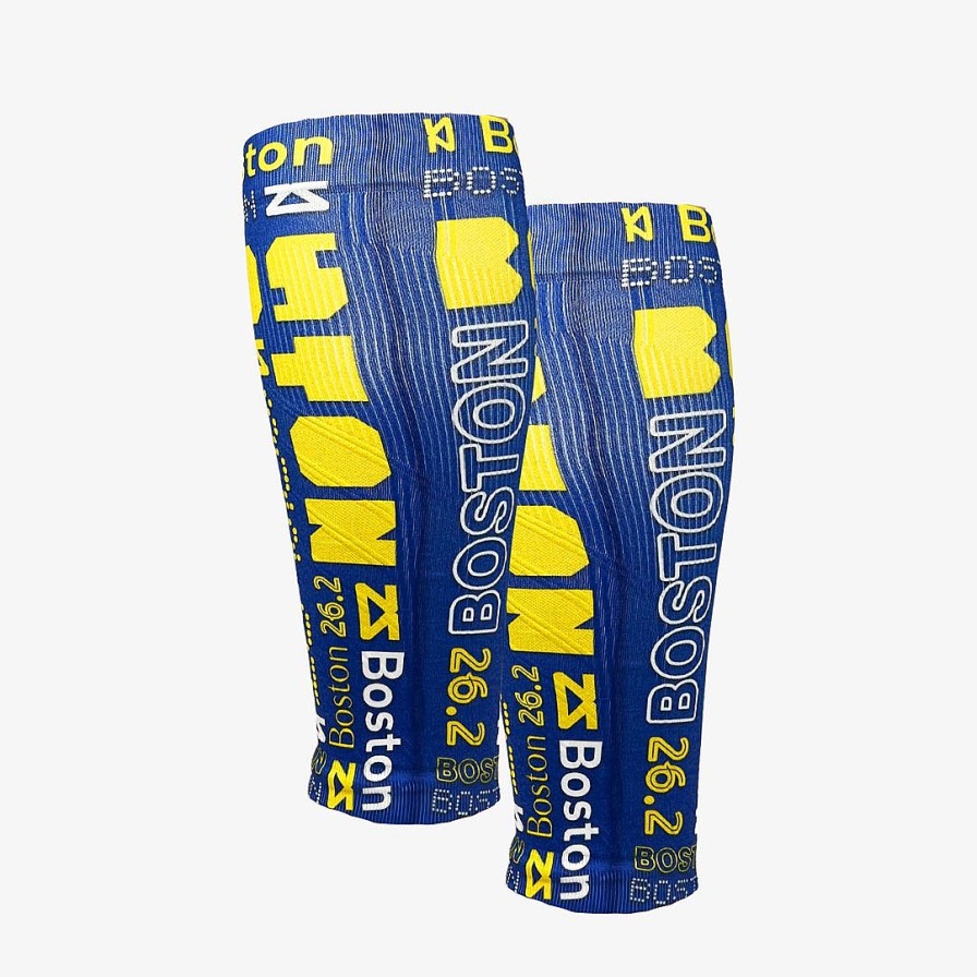 Limited Edition Zensah | Boston Blue And Yellow Compression Leg Sleeves White/Blue/Yellow