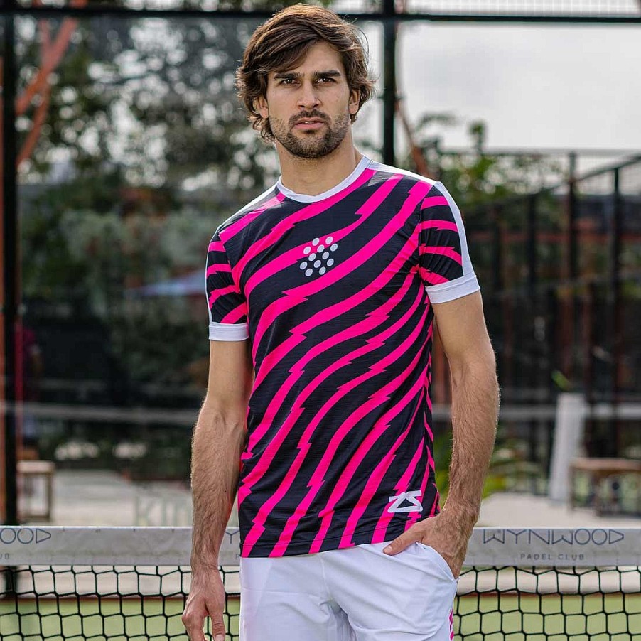 Women Zensah Base Layer & Recovery | Men'S Padel Lightning Performance Tee Neon Pink