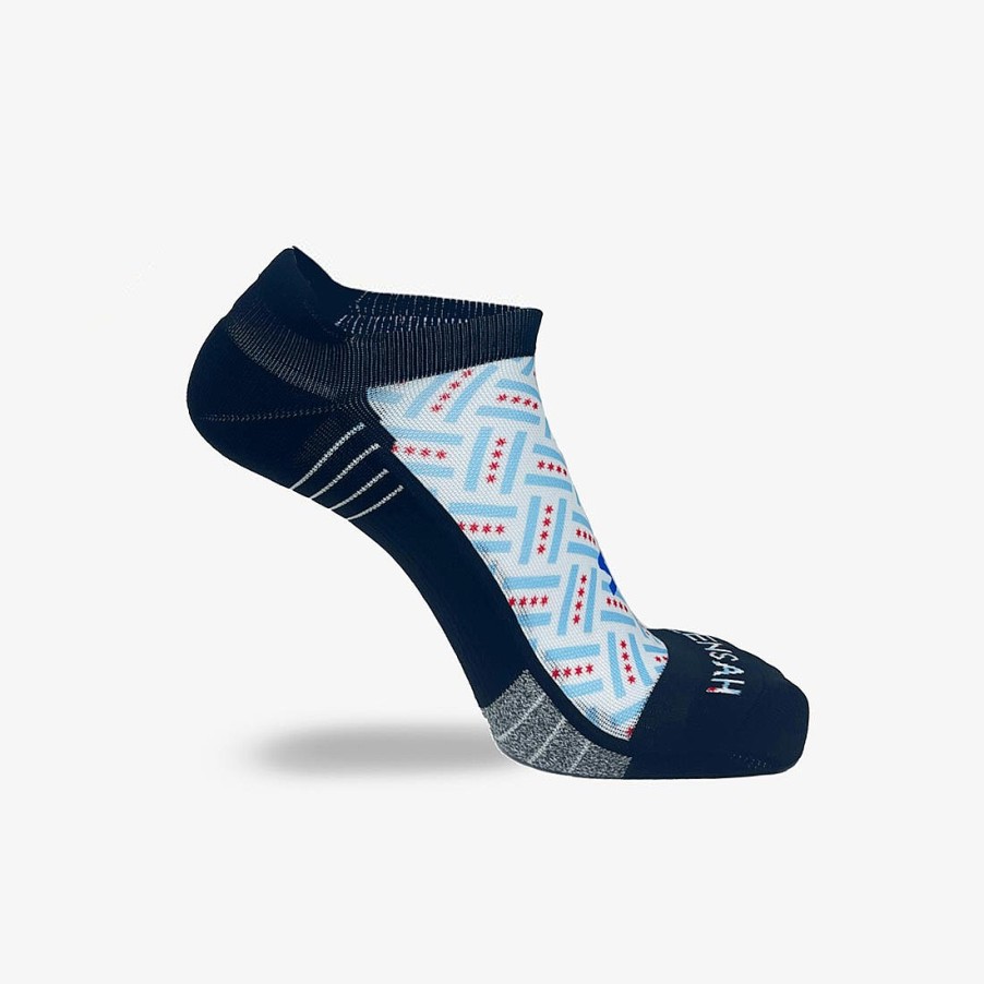 Men Zensah | Chicago Flags Running Socks (No Show) White