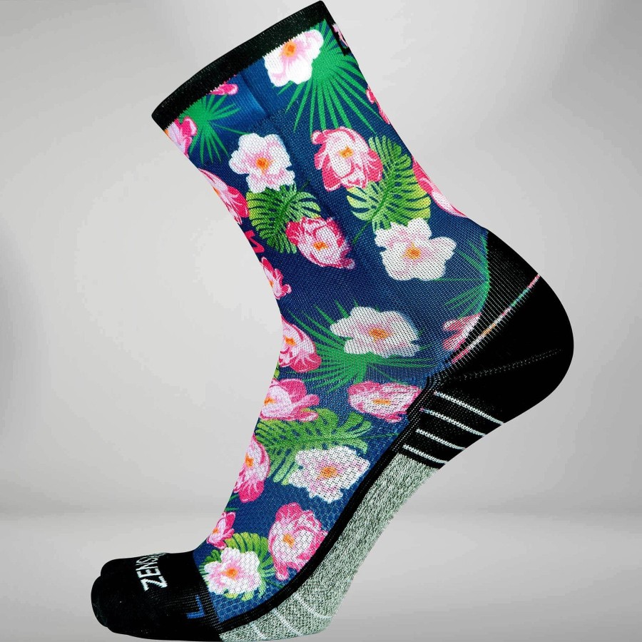 Men Zensah | Floral Socks (Mini-Crew) Navy