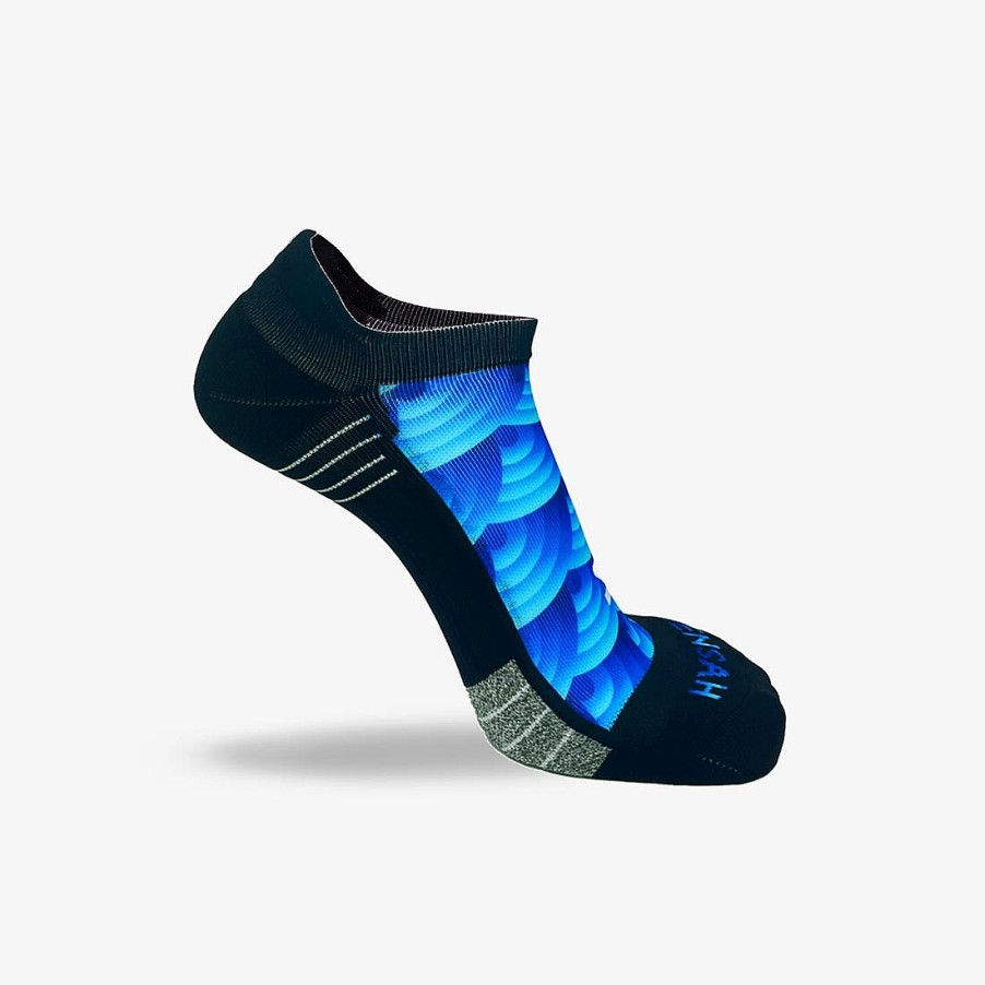 Men Zensah | Abstract Wavebows Running Socks (No Show) Blues