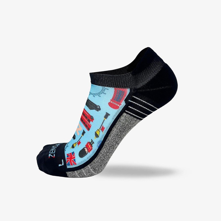 Limited Edition Zensah | London Doodle Running Socks (No Show) Sky Blue