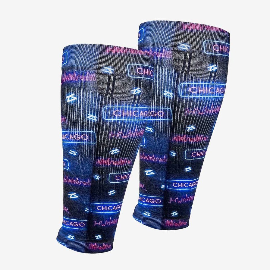 Limited Edition Zensah | Neon Chicago Compression Leg Sleeves Navy