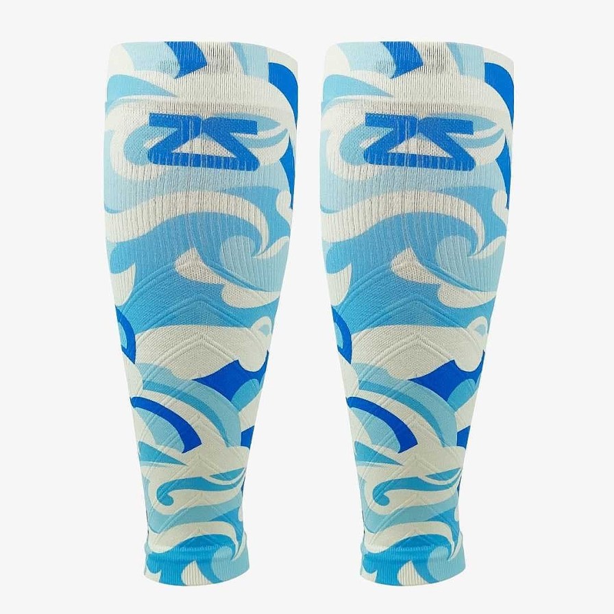 Men Zensah | Tropical Surf Waves Compression Leg Sleeves Blues