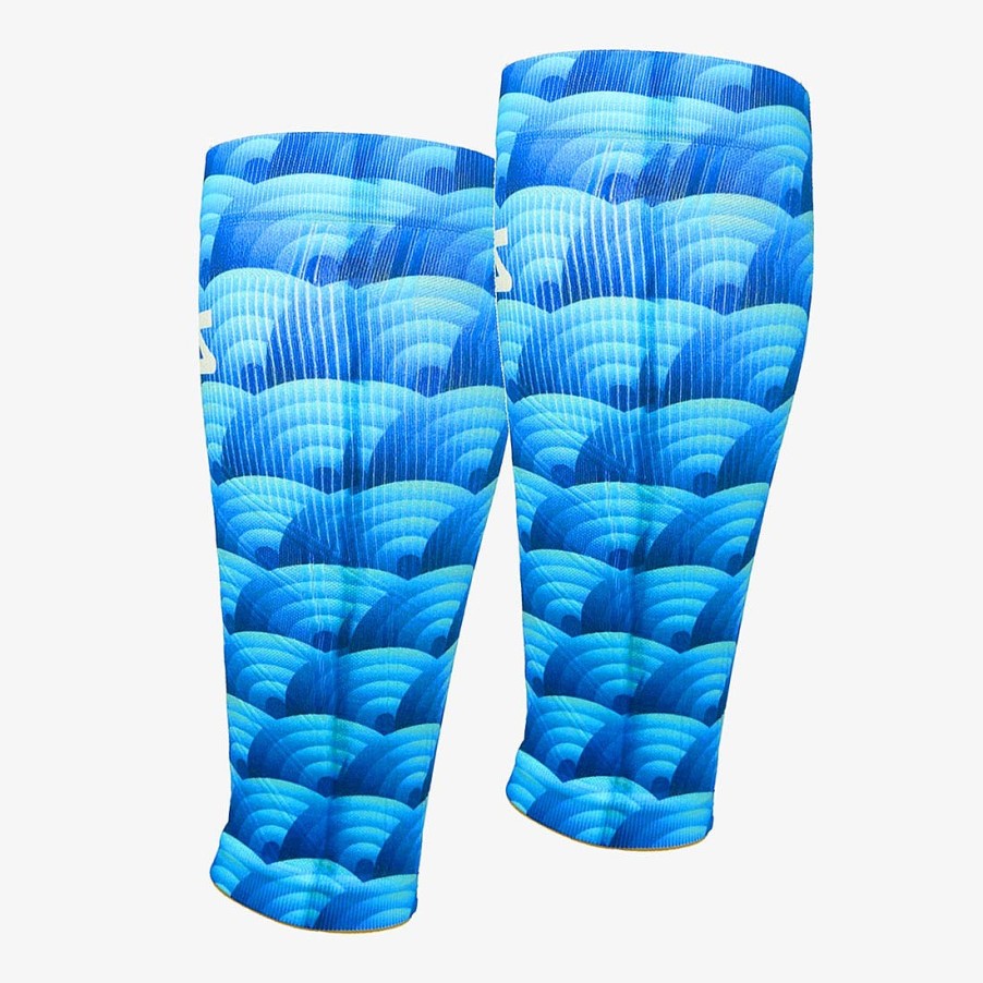 Men Zensah | Abstract Wavebows Compression Leg Sleeves Blues